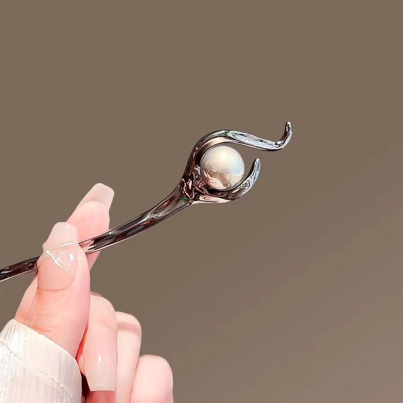 Модные черные жемчужные палочки для волос для женщин, простые металлические палочки для еды, заколка для волос, шпилька, головной убор, свадебное украшение, ювелирные аксессуары