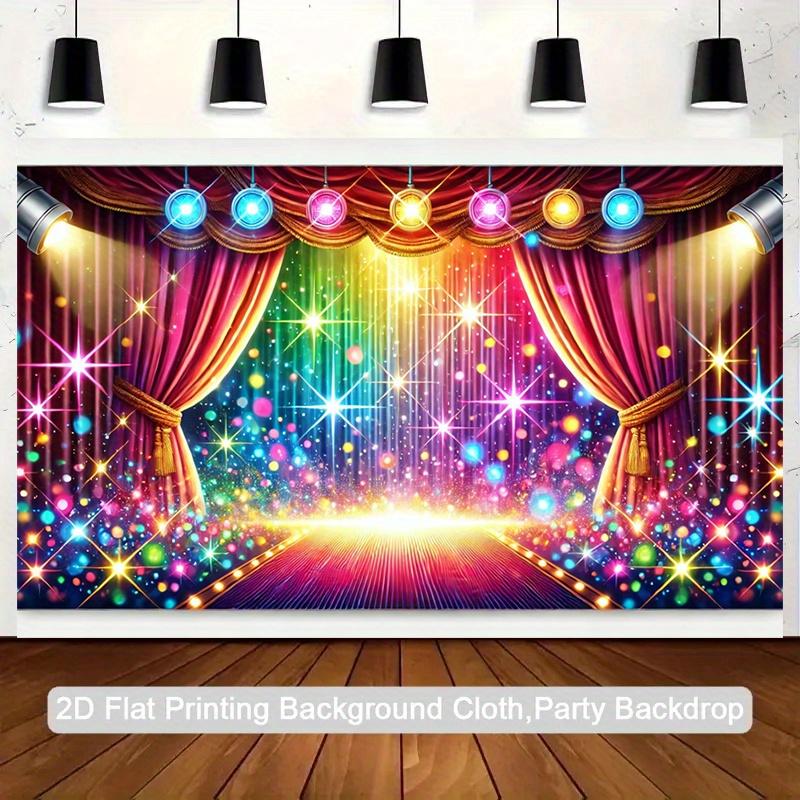 2D flat banner, 1 piece - Colorful rainbow stage lamp 2D flat background - For indoor and outdoor parties, birthdays