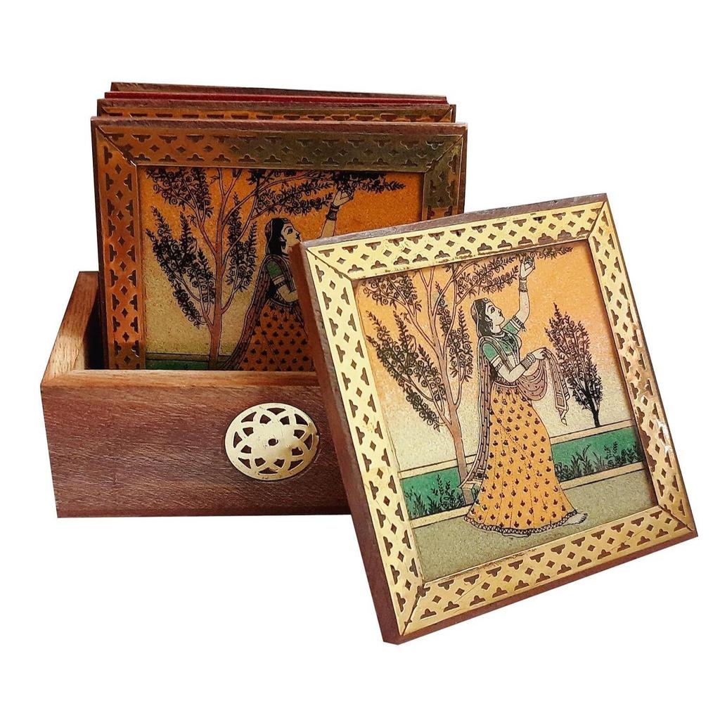 Традиционный набор подставок для чая/кофе с росписью драгоценными камнями - Домашний декор, изделия ручной работы