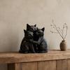 jijijing 3D Printed Black Cat Figurine, Three Hugging Geometric Statue, Modern Animal Shape Sculpture for Home Office Bookshelf