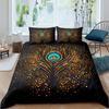 Dark Blue Peacock Feather Duvet Cover Feather Elegant Theme Chic Floral Quilt Cover for Women Teen Boys Girls Bedroom Decoration
