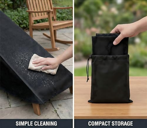 SZKKQKJ Patio Lounge Chair Cover Waterproof Winter Resistant 166x65x62cm with Adjustable Drawstring for Garden Chaise Wooden Lounger Rocking Chair