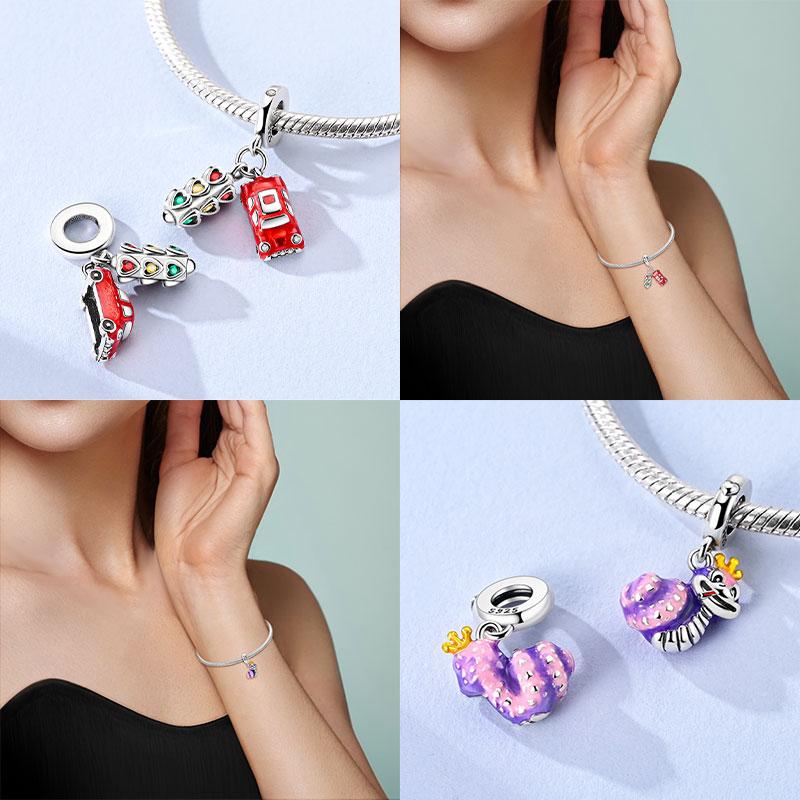 Orange Persimmons Beads Purple Luminous Princess Snake Charm Bracelet Fit Copper Women'S Necklace Diy Jewelry Gift