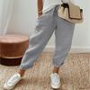 Fashion Cotton Linen Loose Casual Pants Women Plus Size Pocket Elastic Waist Wide Leg Pants Woman Solid Vintage Simple Office Ladies Trousers 24539