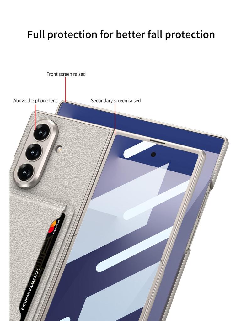 Ультратонкий кожаный чехол для телефона Samsung Z Fold7 с держателем для карт и подставкой