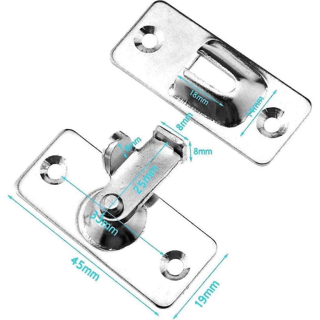 2x 201 Stainless Steel 90 Degree Right Angle Lock with Fixing Screws