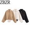 Zbzr Spring New Arrival Women's Clothing Fashion Style Fashion Elegant Lapel Long Sleeves Zipper Puffy Jacket Outwear