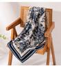 Retro Blue & White Silk Wool Double-Sided Scarf - Elegant Large Square for Autumn/Winter