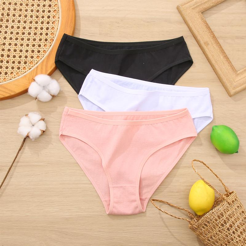 FINETOO 3Pcs/Set Women's Panties High Waist Seamless Sexy Underwear Natural Cotton Briefs Lingerie Female Intimates