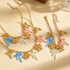 Summer Fashion Dopamine Colorful Drip Oil Bow Pendant Necklace Bracelet Anklet Set for Women Sweet Girl Vacation Jewelry Sets