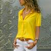 Summer Women Blouses Solid Color Button Up Lapel Plus Size Tops Casual Loose Short Sleeve Chiffon Shirt White Black