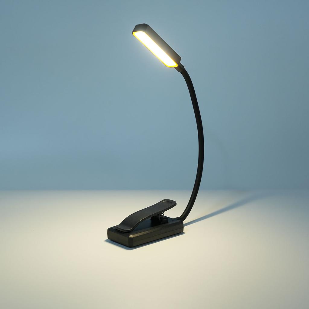Прикрепляемый светильник для чтения с USB-зарядкой, миниатюрная лампа на клипсе с долгим сроком службы для работы и учебы, черный