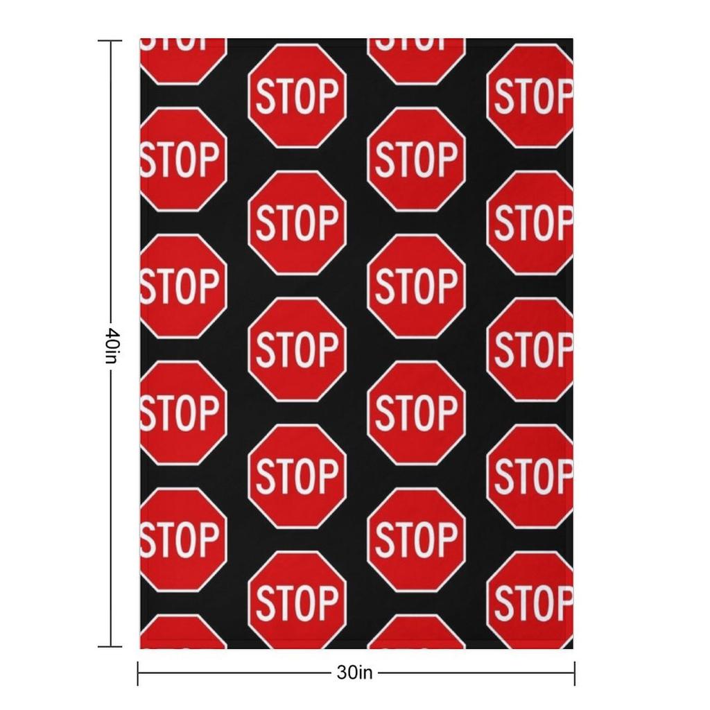 Red Stop Sign Illustration with Black Background Throw Blanket Vintage Blankets For Sofas Quilt wednesday Blankets