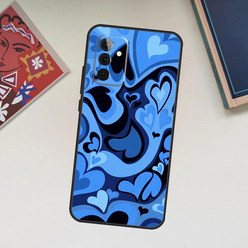 Brown Purple Hearts Swirl Pattern Case For Samsung Galaxy A06 A16 A26 A36 A56 A55 A35 A15 A53 A32 A52 A33 A13 A14 A34 A54 A17