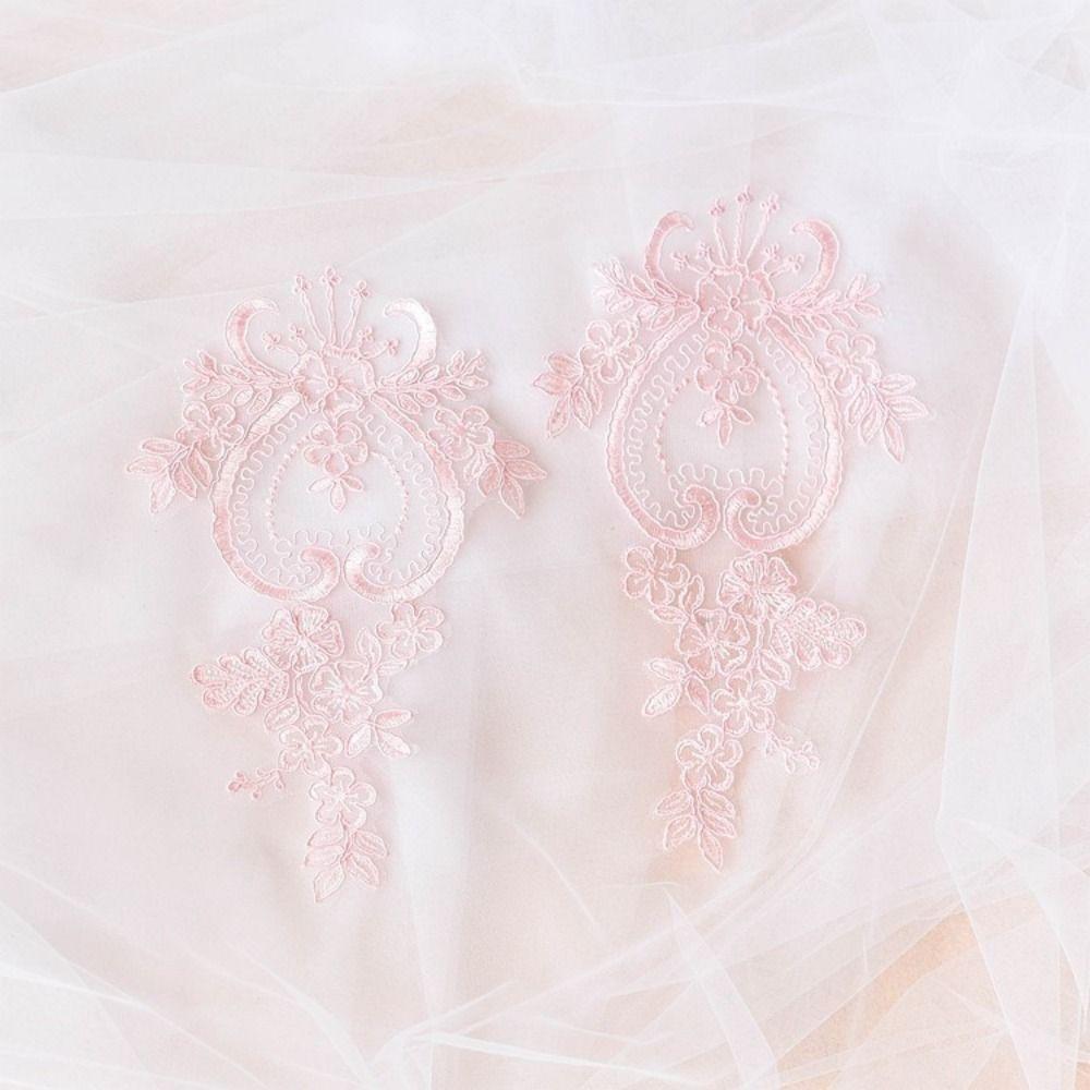 2pcs Organza Fabric Lace Applique Patch Handmade Craft DIY Sewing Lace Accessories Quilting