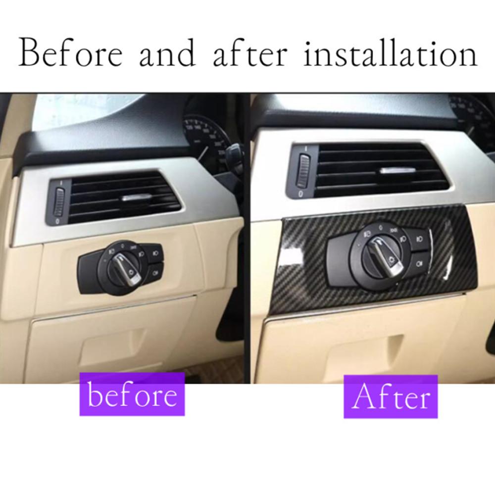 YAQP6 For BMW 3 Series E90 E92 E93 2005-12 ABS Car Styling Headlight Switch Button Frame Trim Cover Stickers Auto Interior Accessories