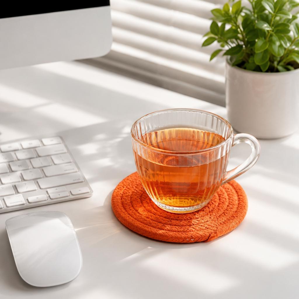 4 Piece Halloween Pumpkin Shaped Coasters Cotton Rope Woven Tabletop Decoration Heat Resistant Bowl Plate Mats Coffee Cup Coasters Set