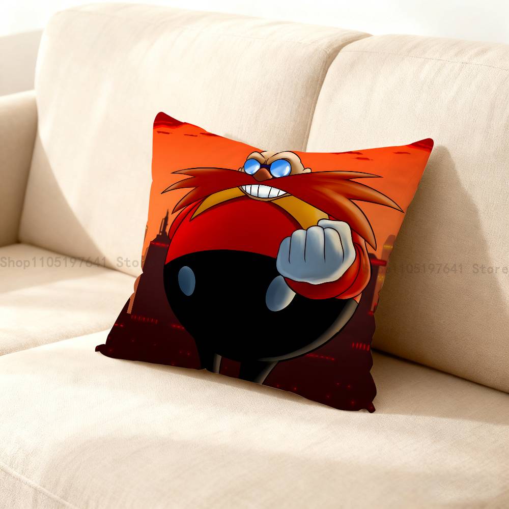 Without Hair Eggman Robotnik Anime Celebrity Merchandise All-Match Printed Pillow Case Sofa Car Office Room Decoration Protector