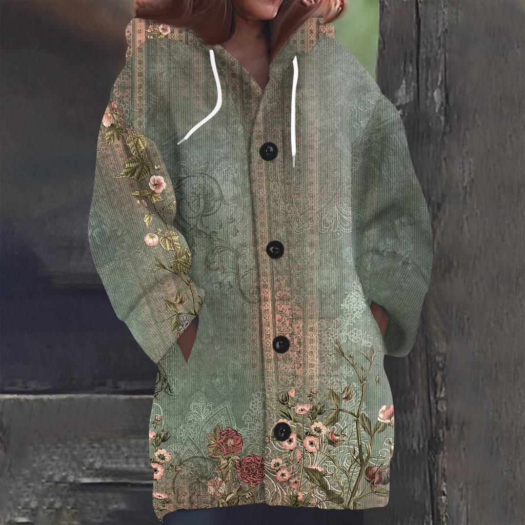 Женская мода повседневная шерстяная вязка с капюшоном и пуговицами с длинным рукавом