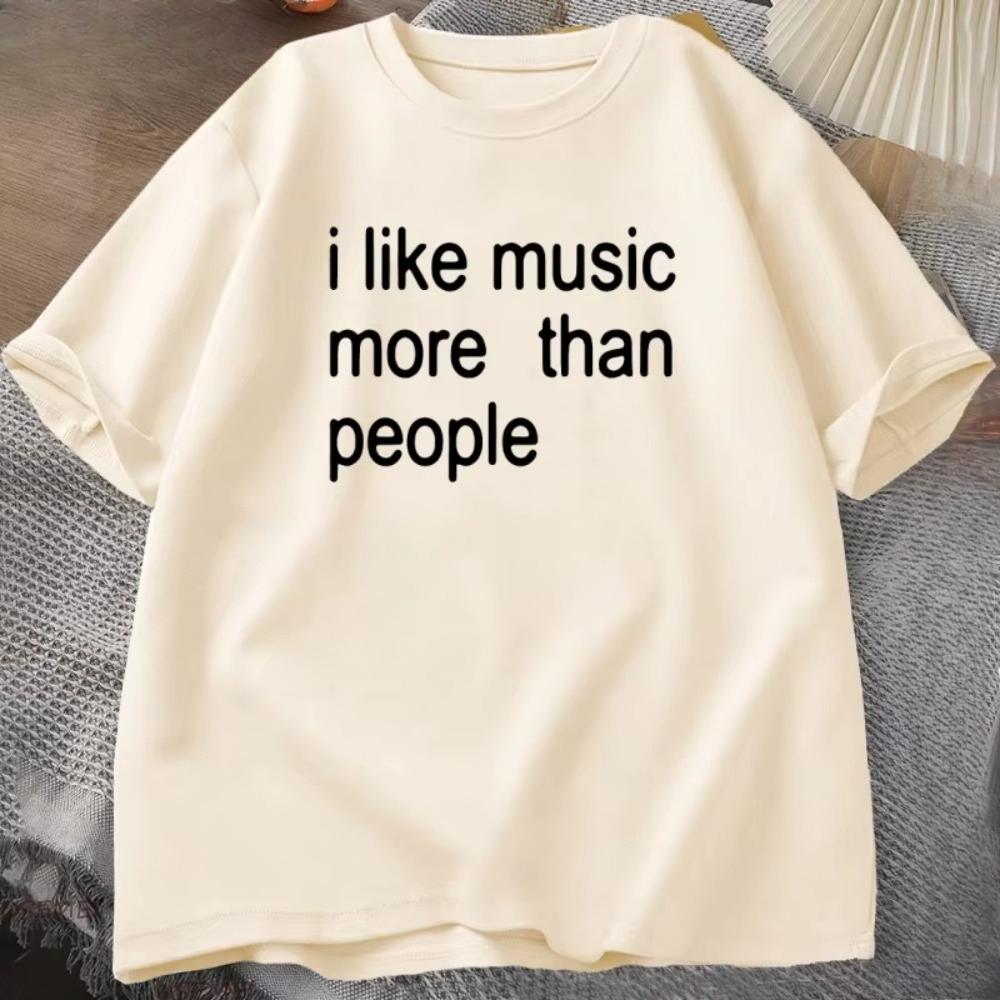 Я люблю футболки с музыкальной тематикой больше, чем людей. Унисекс. Забавные футболки для любителей музыки. Хлопок. Короткий рукав. Свободная мужская одежда.