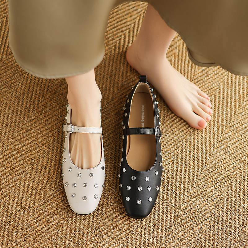 Krazing Pot Модные весенние туфли из коровьей кожи размером 42 41, красивые туфли на плоской подошве с круглым носком, украшенные кристаллами