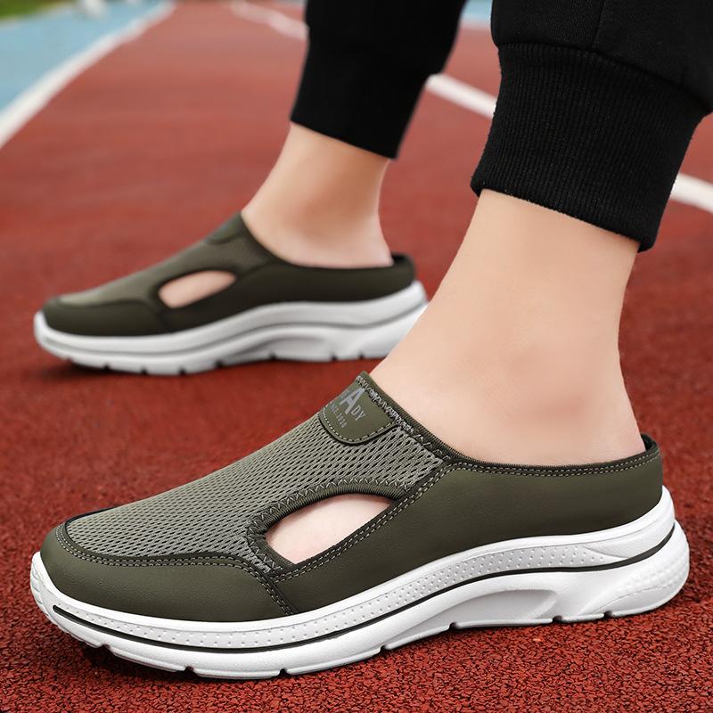 Men's Shoes Summer Breathable Hollow Casual Shoes Soft Sole Not Tired Feet Sandals Old Beijing Half Mop Shoes