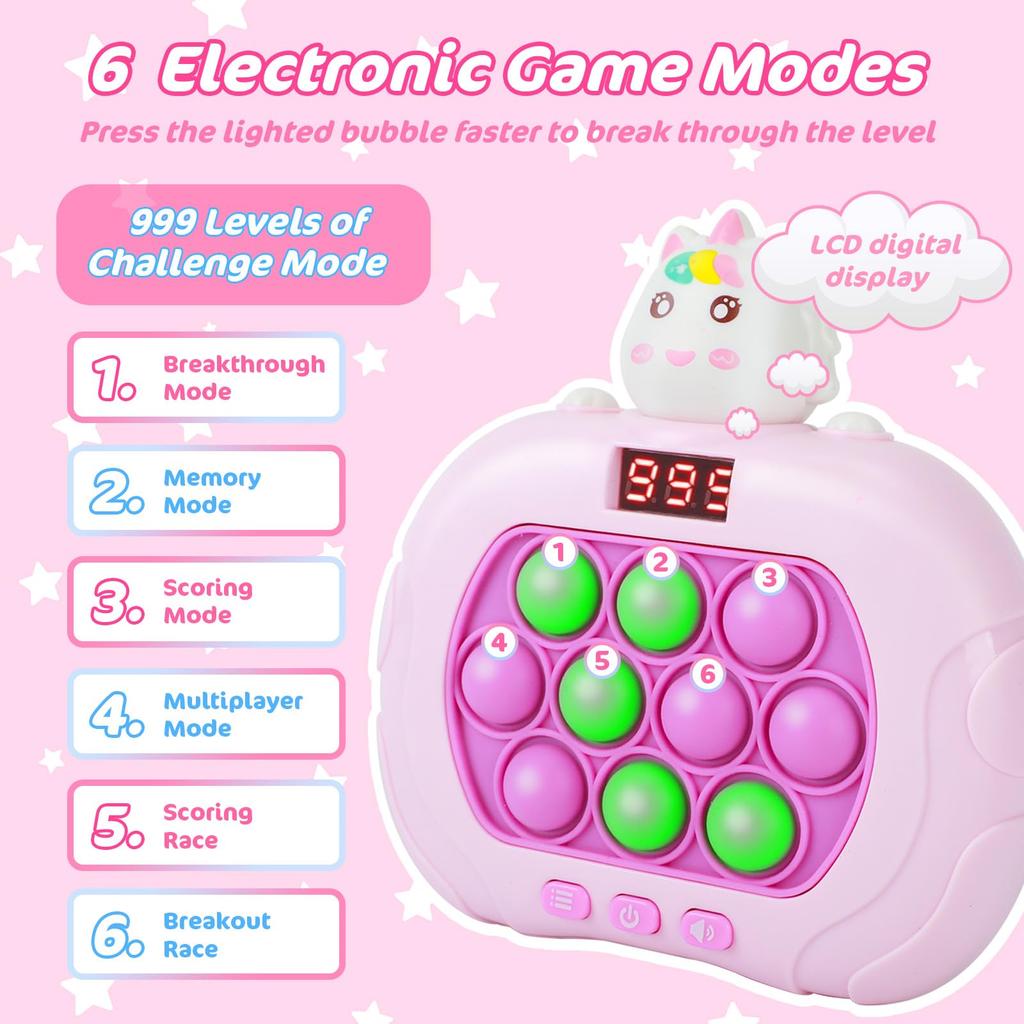 Электронная игровая консоль Pop Push Quick Push 999 уровня со светодиодным экраном, подходящая для игрушек-игрушек для взрослых и детей на Рождество