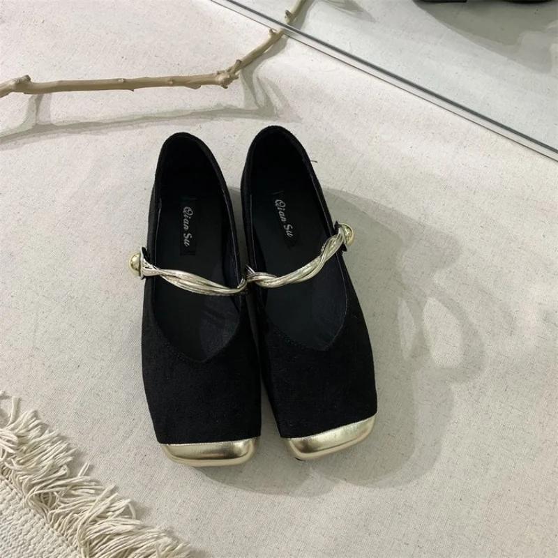 Мода 2024 года, летние новые женские туфли Мэри Джейн, мягкие повседневные туфли для улицы, балетки на плоской подошве, с круглым носком, с неглубокими шлепанцами, дизайнерские туфли