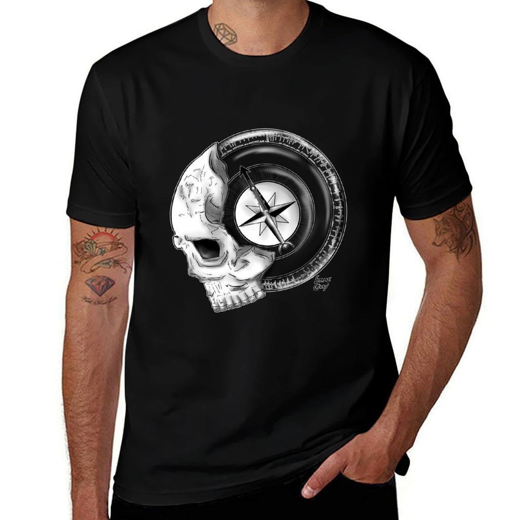 Inktober 2021 16 Compass Tshirt Work Short Sleeve Cotton Top