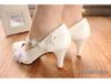 Star Cat Plus Size Low Heel Lace Wedding Shoes with 3D Floral Design