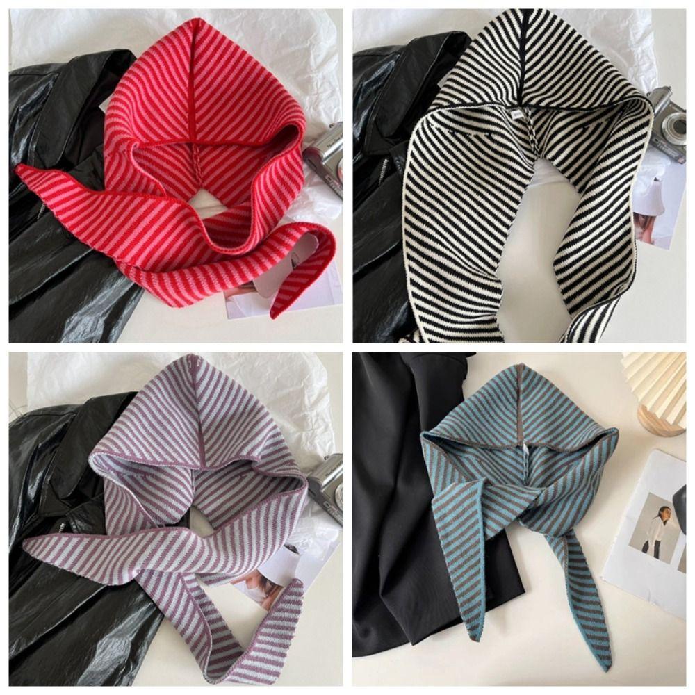 Защита ушей Холодостойкая шапка с капюшоном Шейный платок Шарф Шапка Модная полосатая балаклава Женская