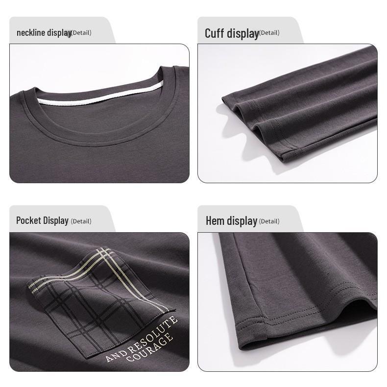 Мужской пижамный комплект из 100% хлопка с длинным рукавом и брюками - Повседневная домашняя одежда в корейском стиле для ношения в помещении/на улице