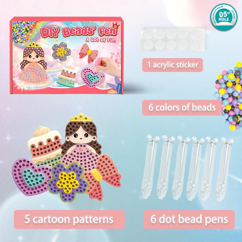 DIY Bead Pen Craft Kit Kids - Princess-Themed Sticker Art Set With 5 Or 10 Soft Silicone Templates Educational Handmade Toy