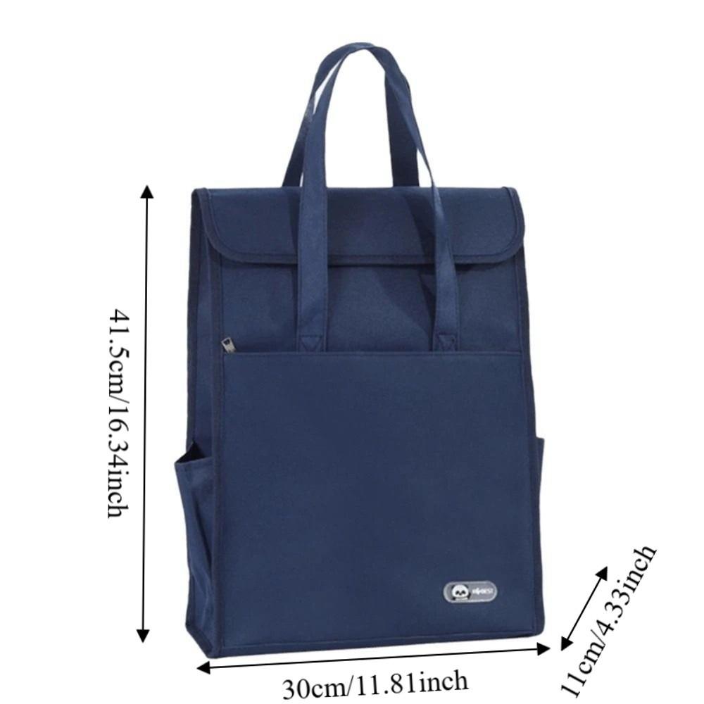 Durable Tote Bag Multiple Pockets Double-Layer Student Tutorial Bag Oxford Cloth Large Capacity Shoulder Handbag Document