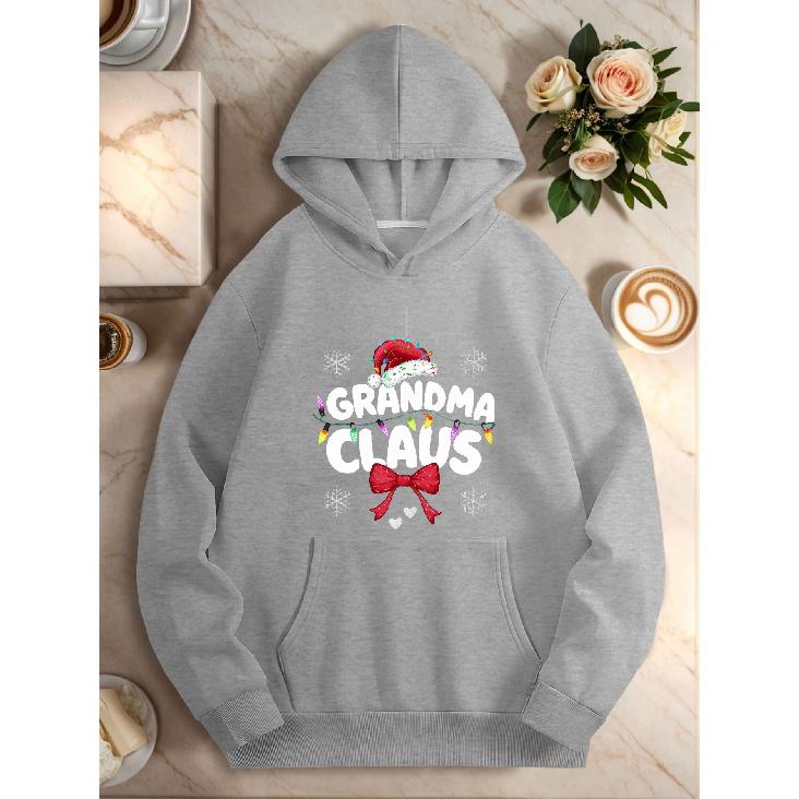 Women'S Casual Hoodies Featuring GRANDMA Claus with Lights