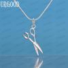 925 Sterling Silver Chain Scissors Pendant Necklace Fashionable Wedding Jewelry