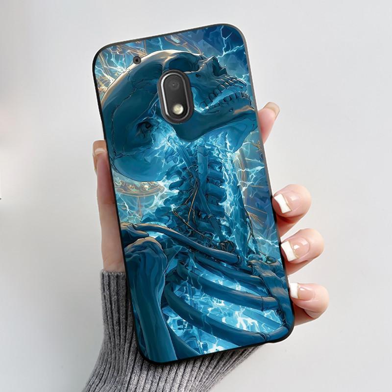 Bumper Silicone Case For Motorola Moto G4 Play Black Case Trendy Dragon King Printed Pattern Protective Shockproof Soft Cover
