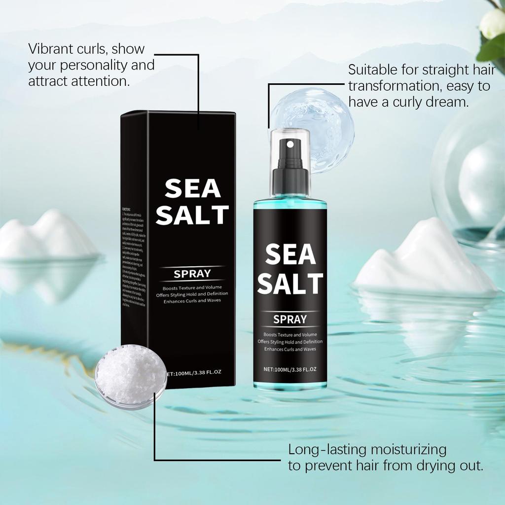 AMZ Sea Salt Hair Styling Spray 100ml - Long-lasting hold for curls, refreshing hairspray for lazy people.