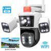 6K 12MP WiFi Outdoor Three Lens Panoramic View PTZ IP Camera AI Tracking Security Protection CCTV Video Surveillance