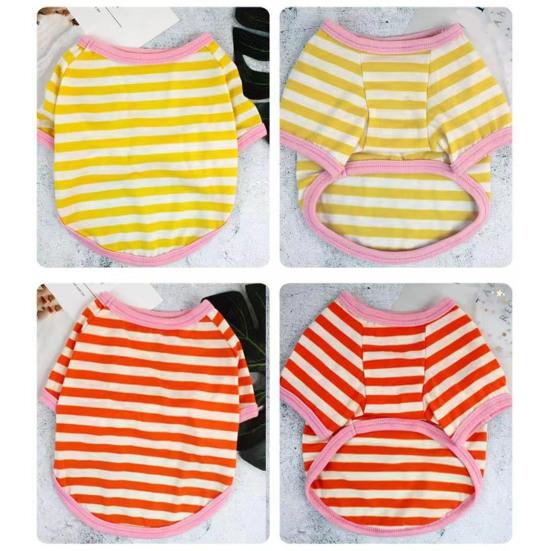 Dogs Striped T-Shirt Pet Round Neck Tee Shirt Short Sleeve Casual Pullover Puppy Apparel for Small Medium Dogs