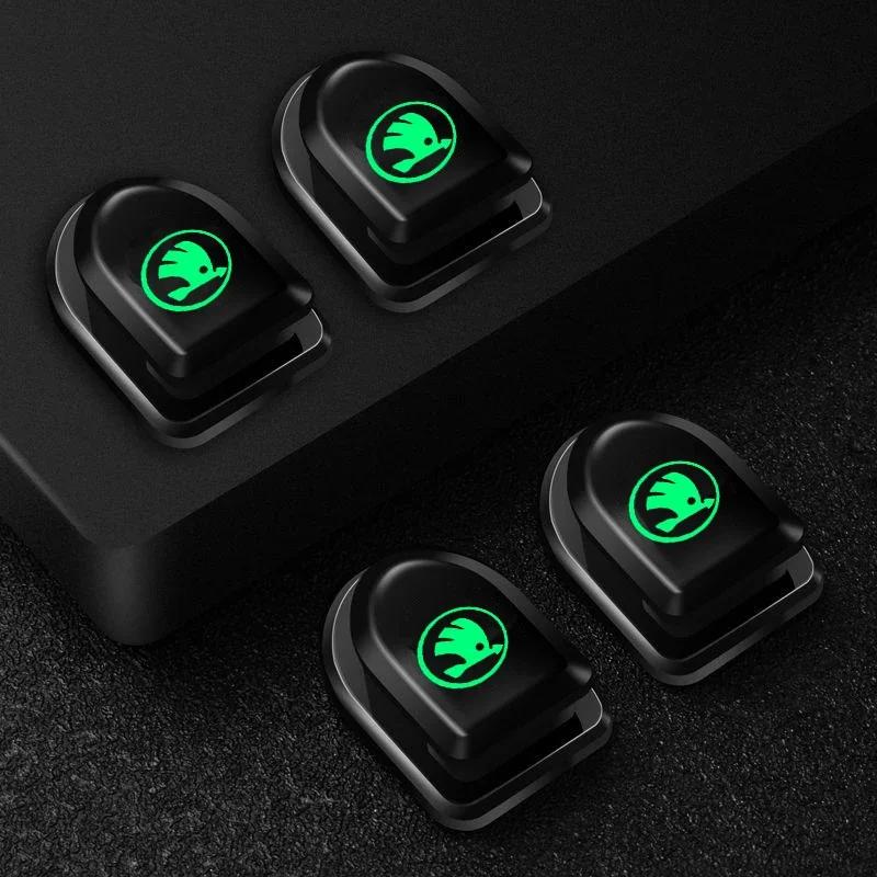 WMZW4 2/4pcs Car Seat Back Portable Luminous Hanging Hook for Skoda Octavia Yeti Rapid Superb Fabia Kodiaq Karoq Vision Roomster Scala