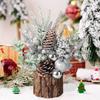 Маленькая рождественская елка Искусственная рождественская елка с украшениями из сосновых шишек и ягод для дома, комнаты, зимы, дома, улицы, новогоднего украшения для вечеринки, фото