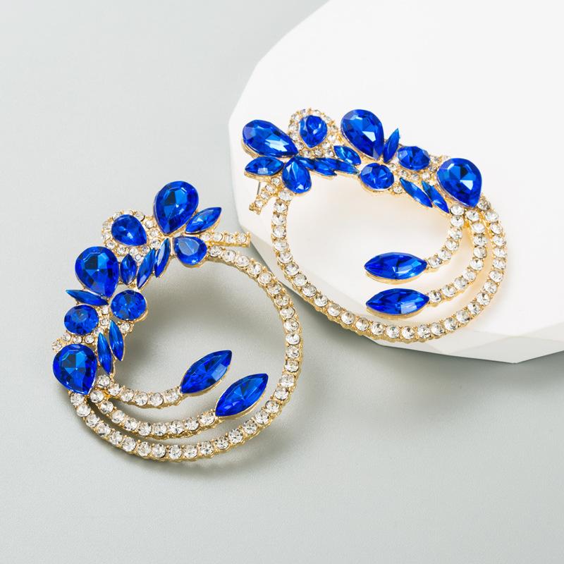 Женские серьги из геометрического сплава с гальваническим покрытием, цветные стразы, персонализированные серьги-гвоздики с преувеличенным темпераментом