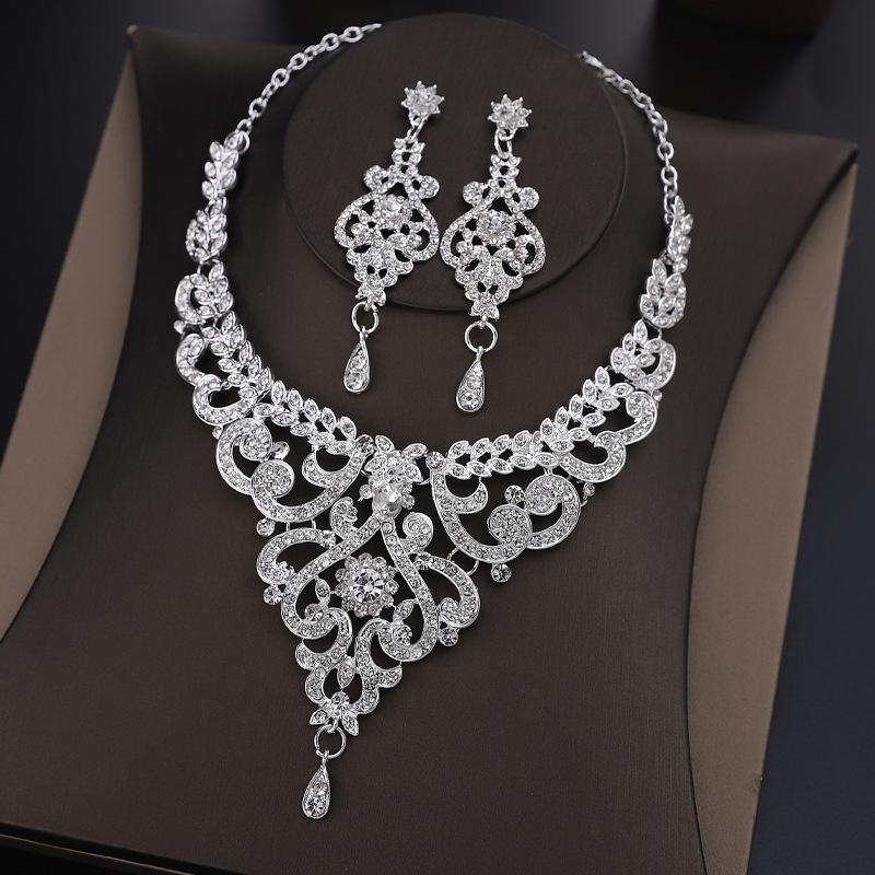 Комплекты ювелирных изделий в стиле барокко с геометрическим кристаллом из Дубая, женские серьги-гвоздики, чокеры, ожерелья, свадебные нигерийские африканские бусы, комплект ювелирных изделий