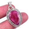 Red Ruby(Simulated) Gemstone Handmade 925 Sterling Silver Pendant 1.50" M2g32
