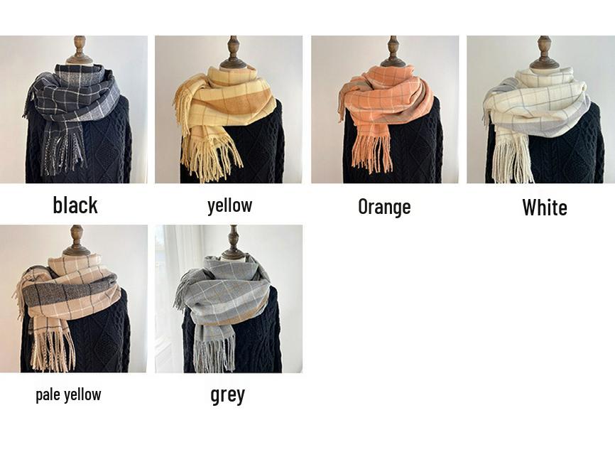 Женский классический клетчатый шарф - Имитация кашемира, Двусторонний согреватель для шеи, Шаль Осень/Зима 2023