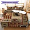 Cabin Wildlife Pattern Bedding Quilt Set Quilt Cover Pillowcase Home Decoration Gift (1 * duvet cover + 2 * pillowcase, without core)
