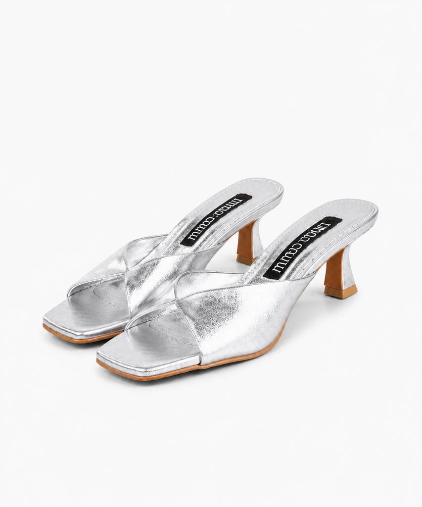2Comm All Leather Twist Sandals_Silver