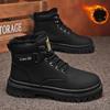 Зимние утепленные утолщенные ботинки Высокие кожаные Теплые Рубарбовые Повседневные ботинки Британский стиль Мужские ботинки Удобная Трендовая Минималистичная Универсальная обувь