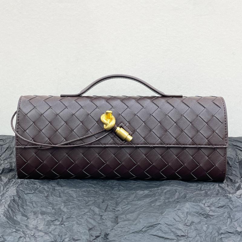 New Handmade Woven Bag With Hardware Lock And Small Square Bag High-end Leather Shoulder Bag Women's Armpit Bag